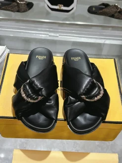 FENDI Slides & Slippers Lambskin Leather (Black) EU35-42 A90202607050770