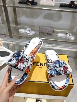 Alternative view of FENDI Slides & Slippers Printed Fabric (White-Blue-Orange-Red) A90202607050771
