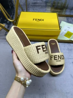 FENDI Slides & Slippers Raffia (Beige-Brown) EU35-42 B00202607050809