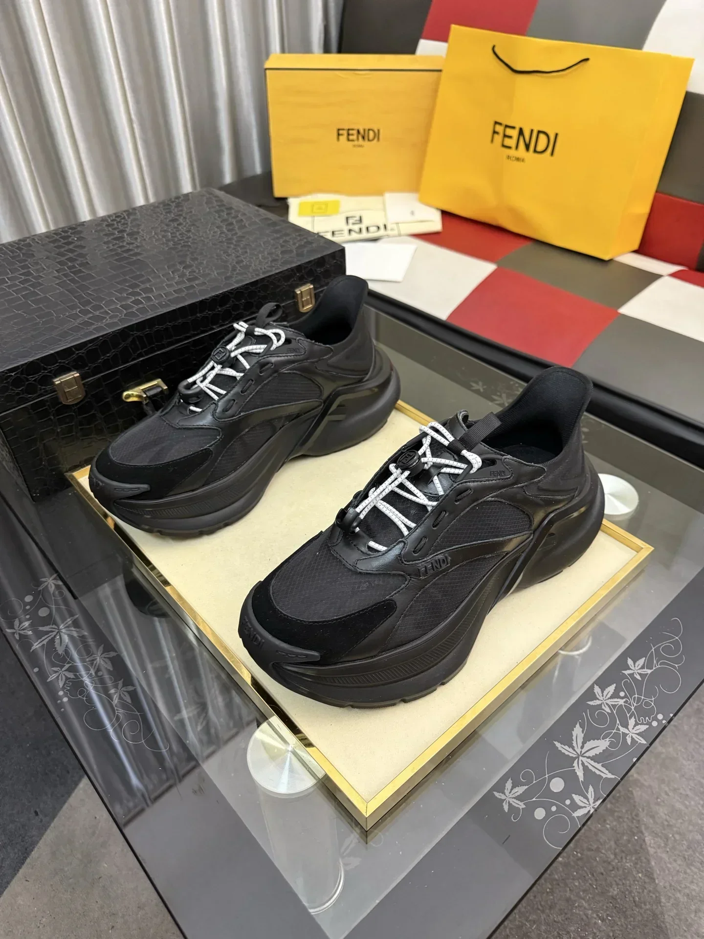 FENDI Sneakers & Trainers Mesh Leather (Black) EU38-44 C20202607050263 - Image 2