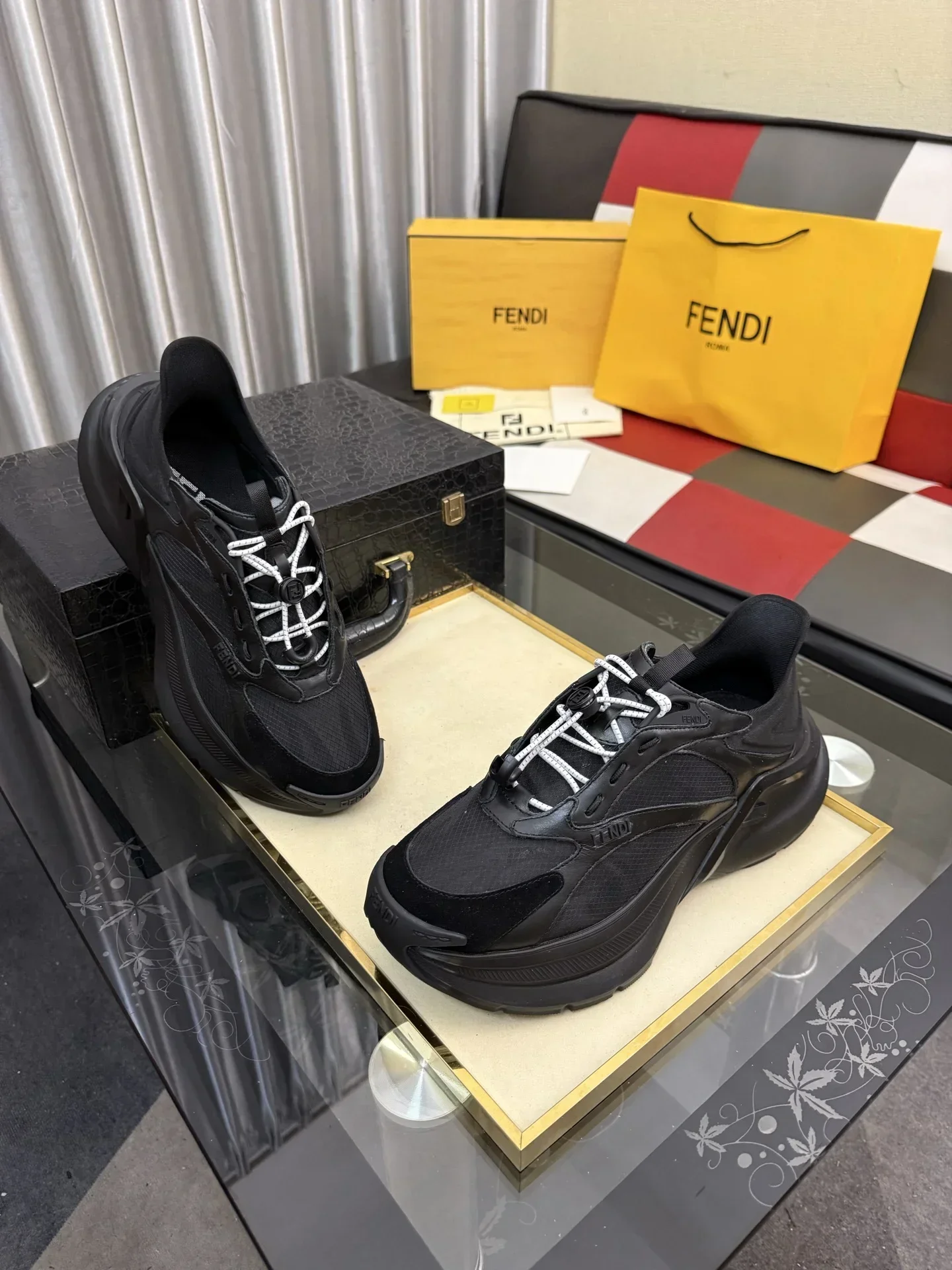 FENDI Sneakers & Trainers Mesh Leather (Black) EU38-44 C20202607050263 - Image 3