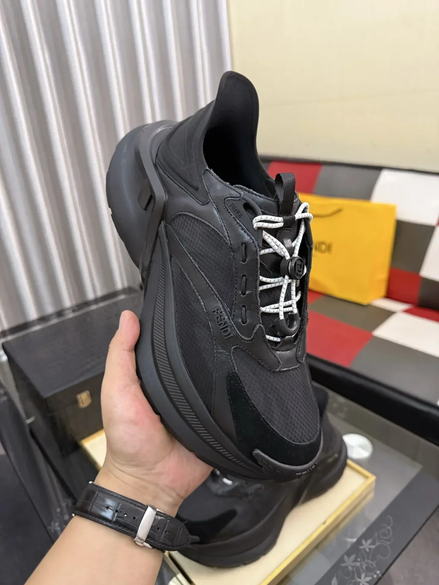 FENDI Sneakers & Trainers Mesh Leather (Black) EU38-44 C20202607050263 - Image 4