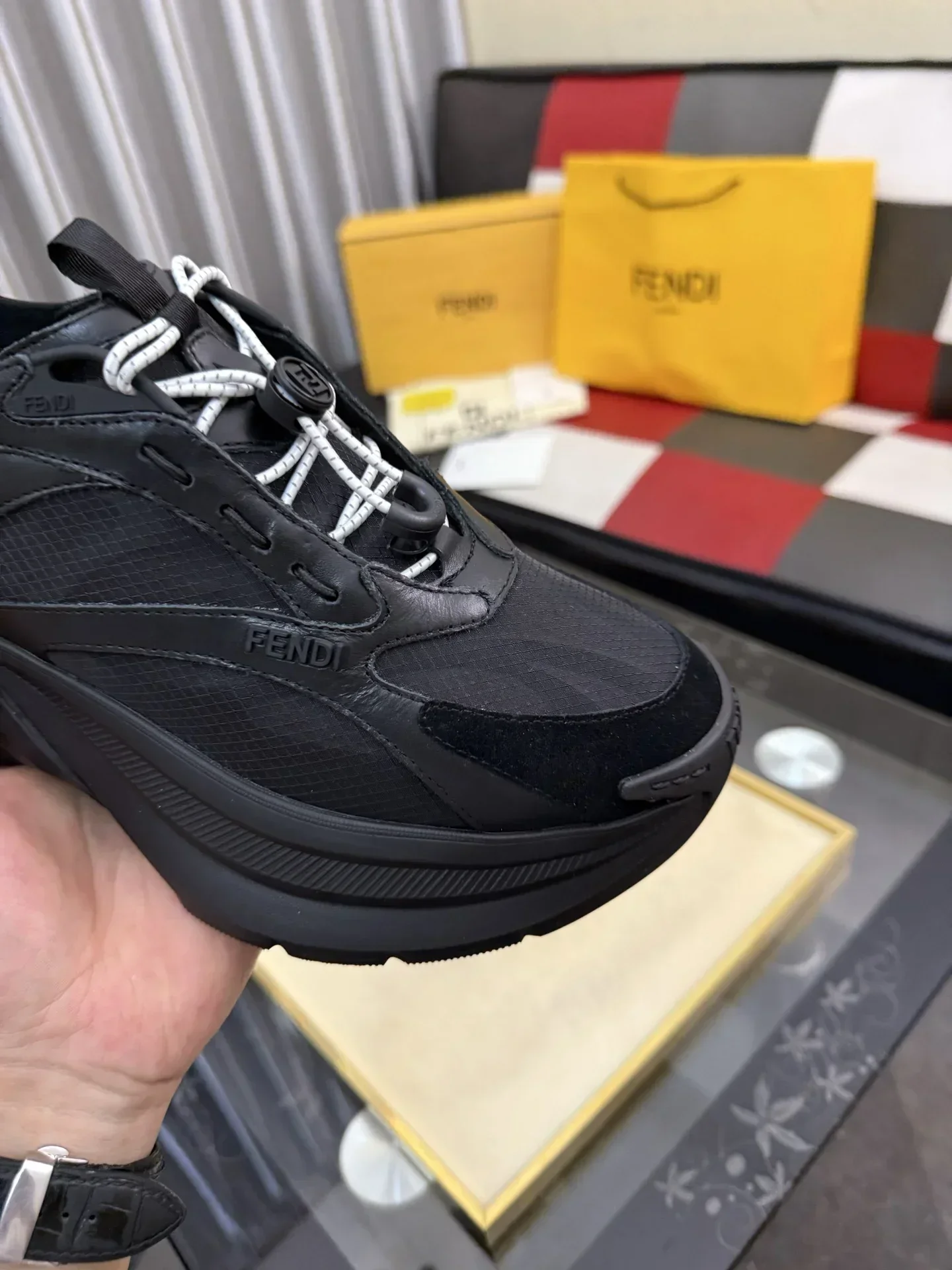 FENDI Sneakers & Trainers Mesh Leather (Black) EU38-44 C20202607050263 - Image 6
