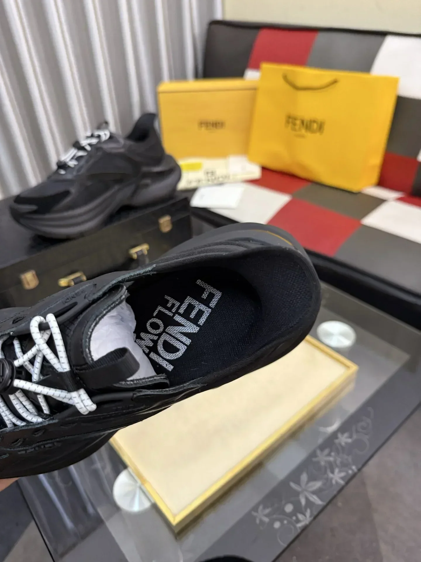 FENDI Sneakers & Trainers Mesh Leather (Black) EU38-44 C20202607050263 - Image 8