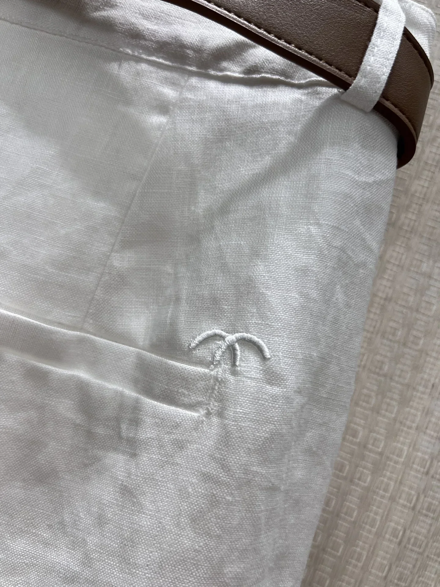 FENDI Trousers & Shorts Linen (White-Brown) S-L B35202607051008 - Image 6