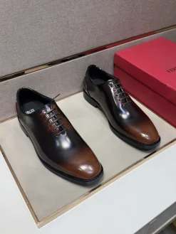 FERRAGAMO Formal Shoes Calfskin Leather (Brown-Black) EU38-44 B40202607051036