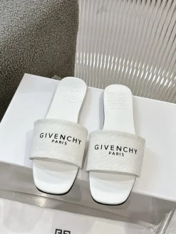 GIVENCHY Slides & Slippers Canvas Leather (White-Black) EU35-41 A70202607050709
