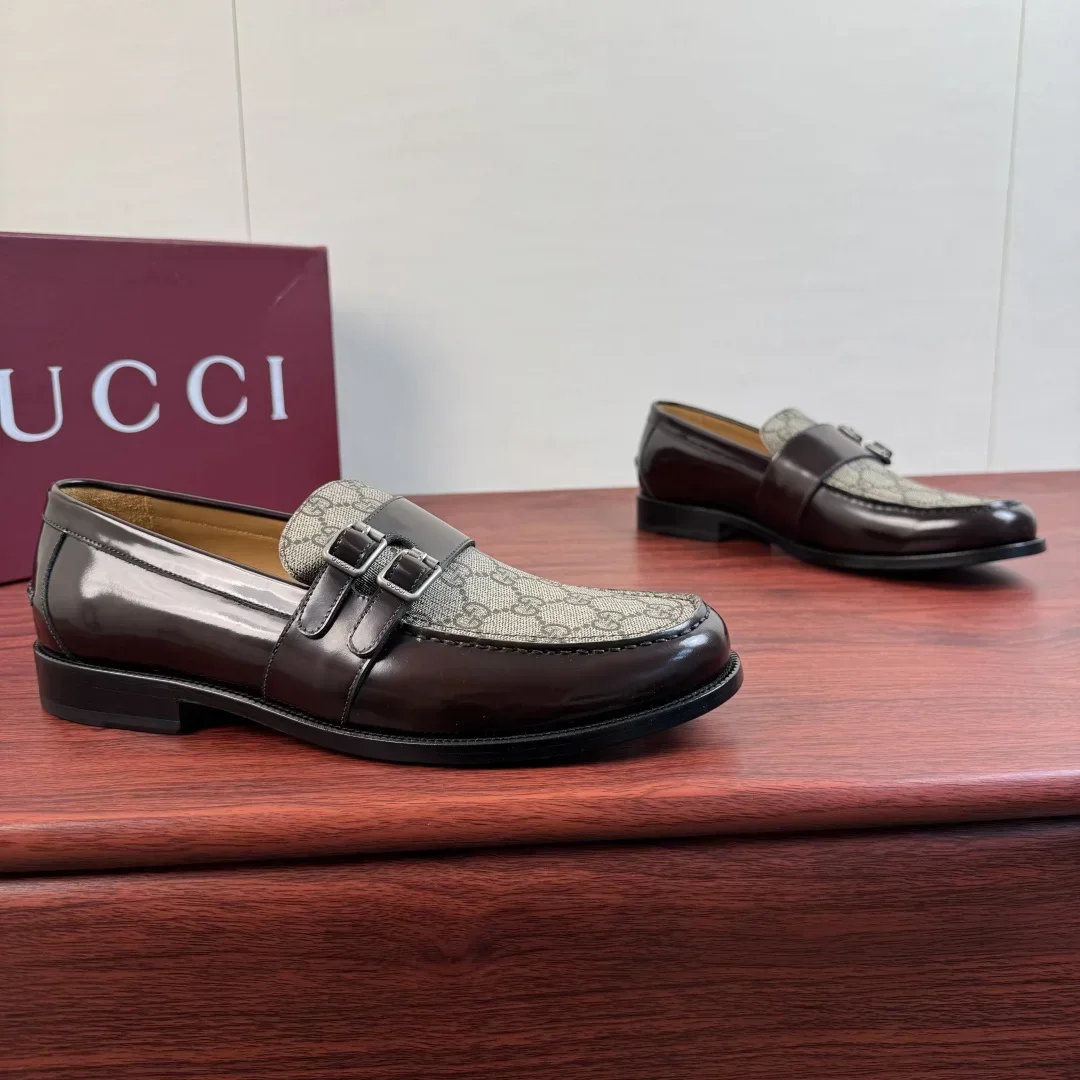 GUCCI Flats & Loafers Patent Leather-Canvas (Brown-Beige) EU39-44 E20202607050315