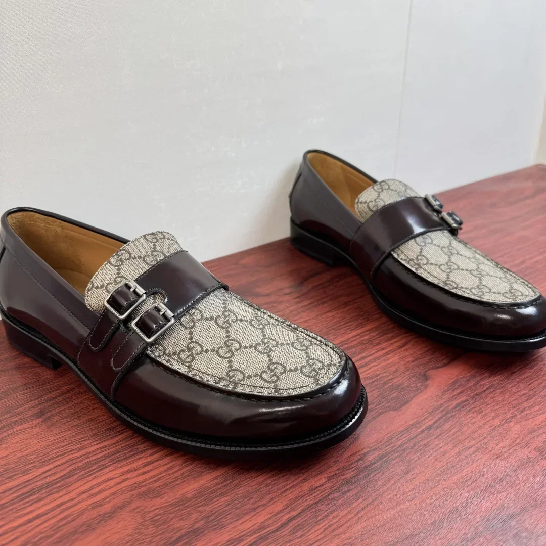 GUCCI Flats & Loafers Patent Leather-Canvas (Brown-Beige) EU39-44 E20202607050315 - Image 2