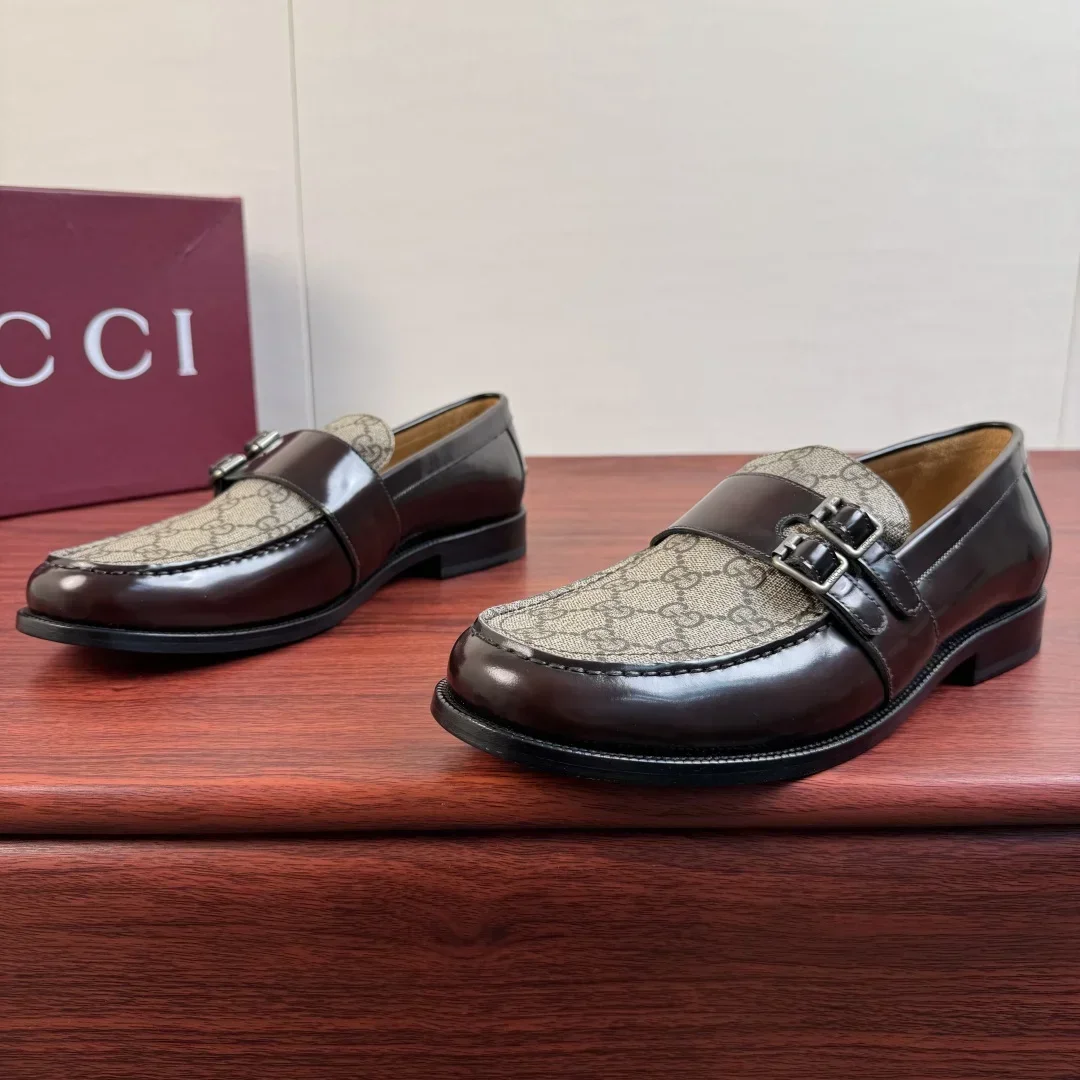 GUCCI Flats & Loafers Patent Leather-Canvas (Brown-Beige) EU39-44 E20202607050315 - Image 3