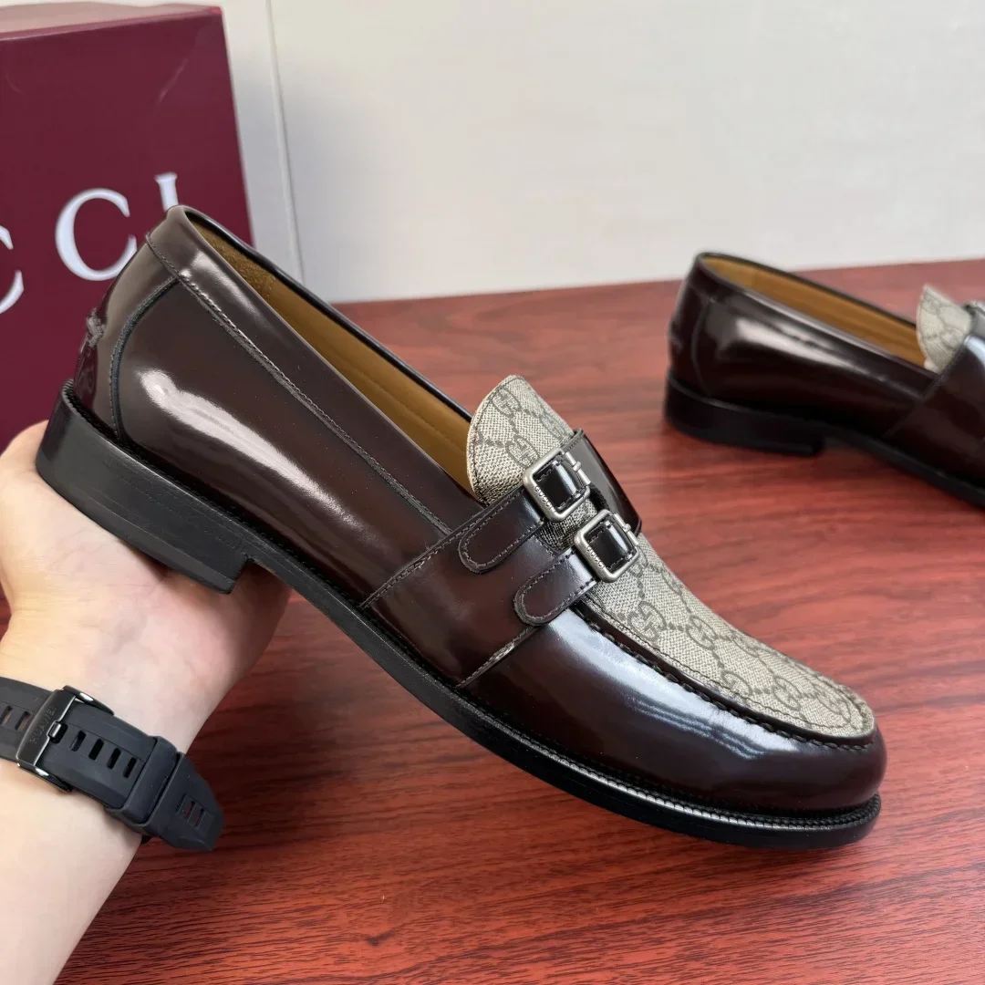 GUCCI Flats & Loafers Patent Leather-Canvas (Brown-Beige) EU39-44 E20202607050315 - Image 4