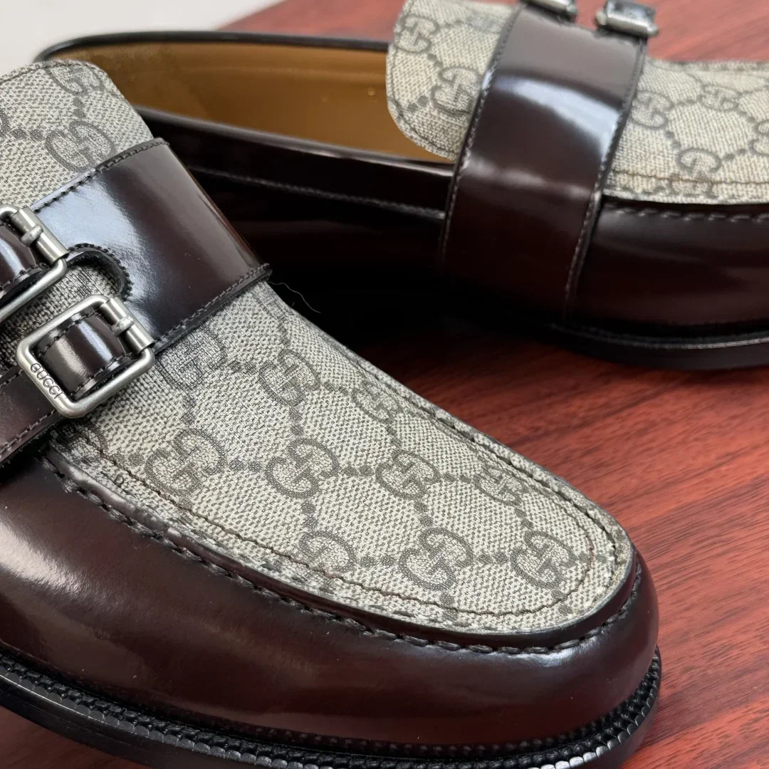 GUCCI Flats & Loafers Patent Leather-Canvas (Brown-Beige) EU39-44 E20202607050315 - Image 5