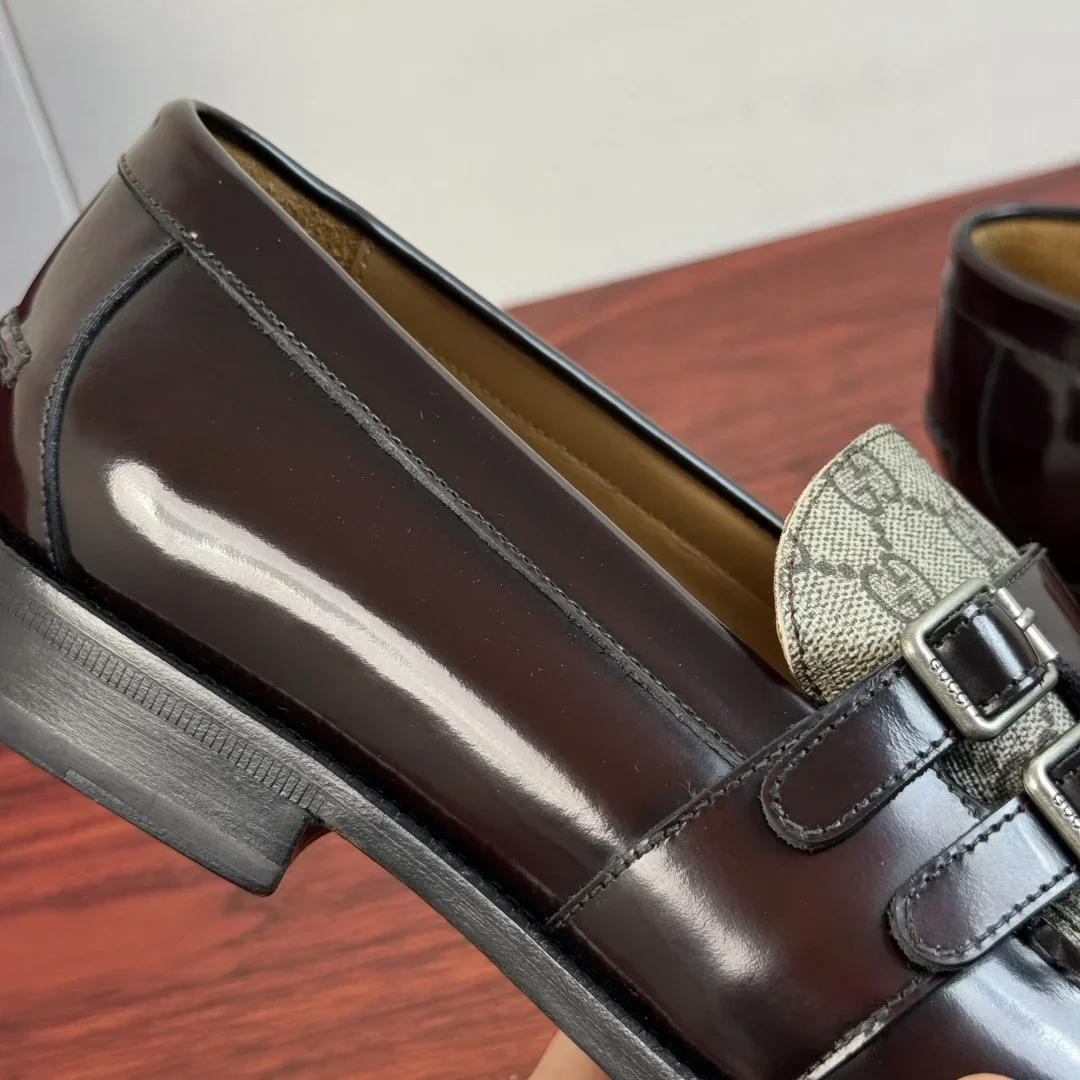 GUCCI Flats & Loafers Patent Leather-Canvas (Brown-Beige) EU39-44 E20202607050315 - Image 6