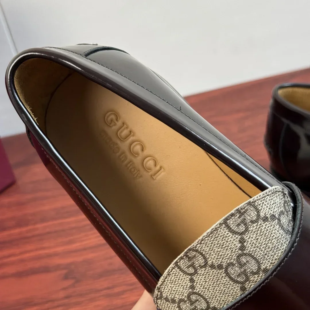 GUCCI Flats & Loafers Patent Leather-Canvas (Brown-Beige) EU39-44 E20202607050315 - Image 7