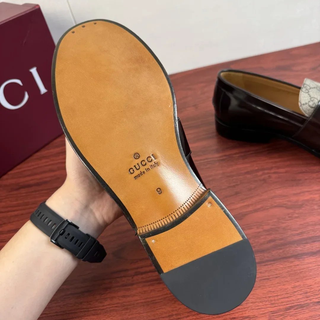 GUCCI Flats & Loafers Patent Leather-Canvas (Brown-Beige) EU39-44 E20202607050315 - Image 9
