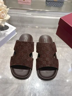 Alternative view of GUCCI Slides & Slippers Suede Leather (Brown) EU39-46 B20202607050910