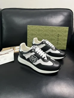 GUCCI Sneakers & Trainers Calf Leather-Mesh (Black-White-Silver) EU39-44 C60202607050307