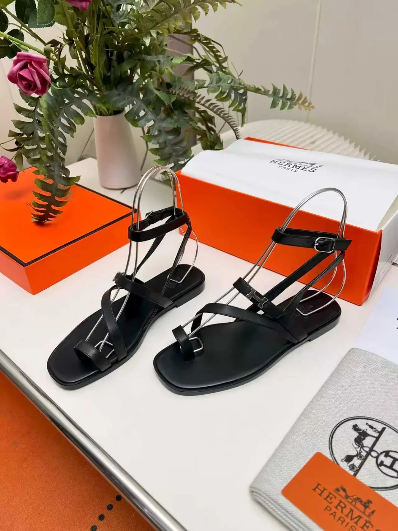 HERMES Sandals & Mules Calfskin Leather (Black) EU34-42 B90202607050318 - Image 3
