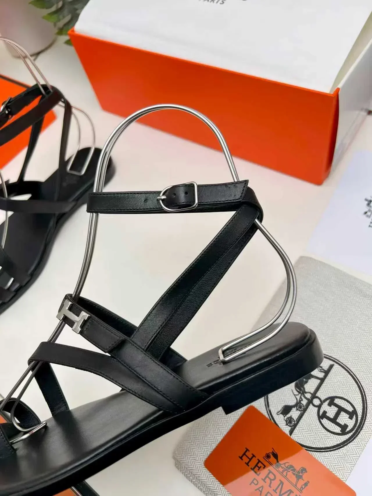 HERMES Sandals & Mules Calfskin Leather (Black) EU34-42 B90202607050318 - Image 7