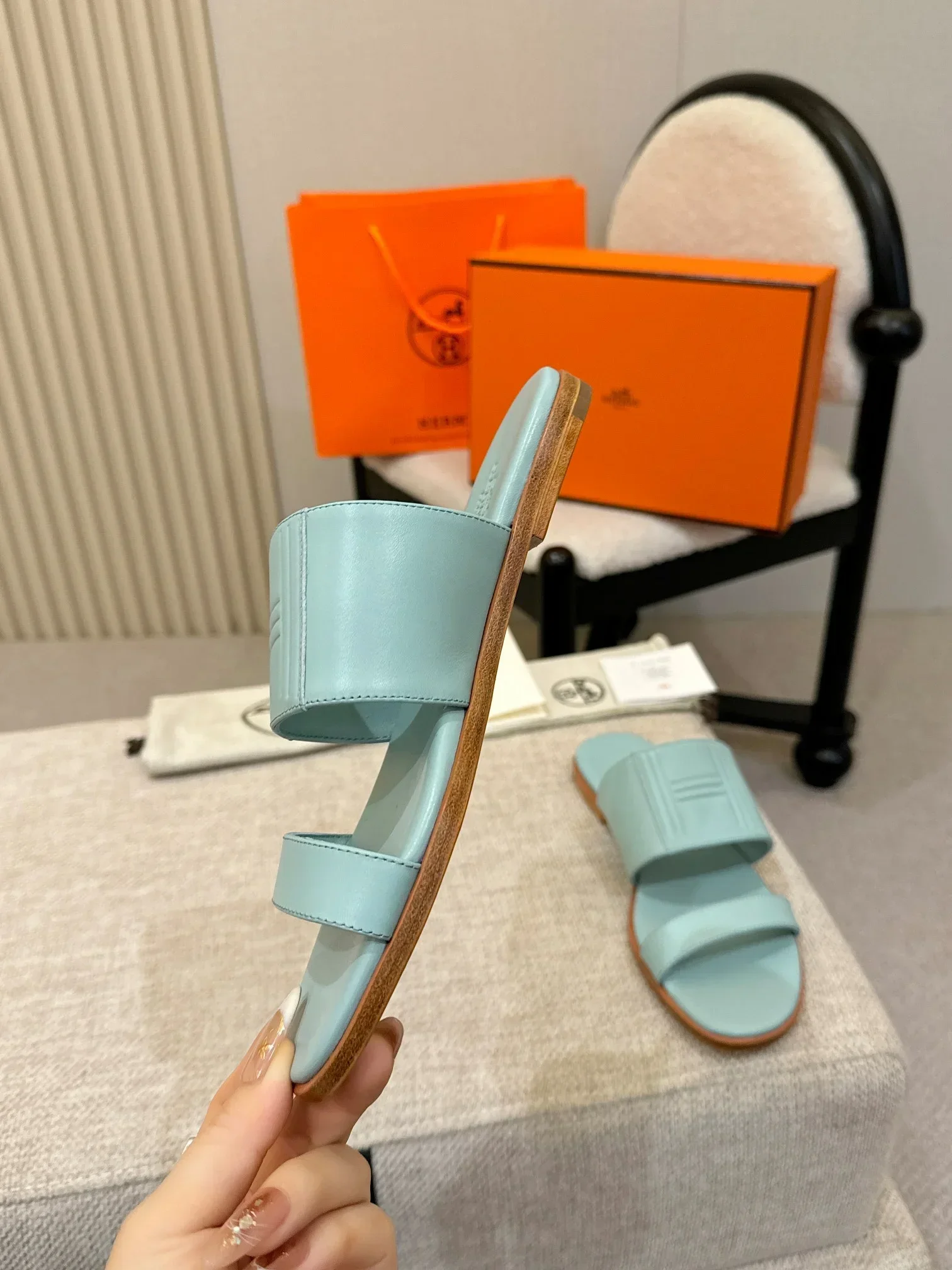 HERMES Slides & Slippers Calfskin (Light Blue) EU35-41 B50202607051150 - Image 3
