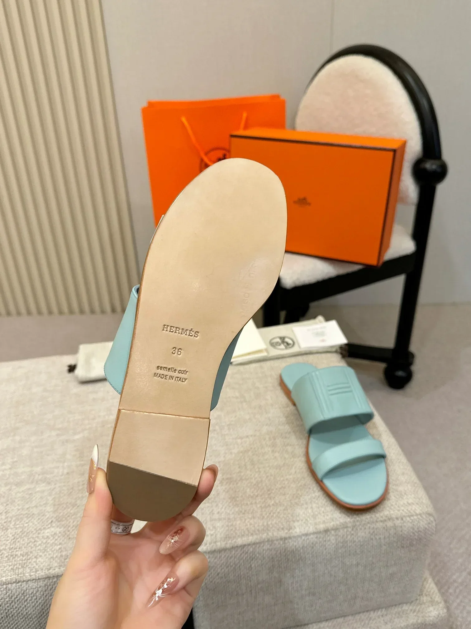 HERMES Slides & Slippers Calfskin (Light Blue) EU35-41 B50202607051150 - Image 8