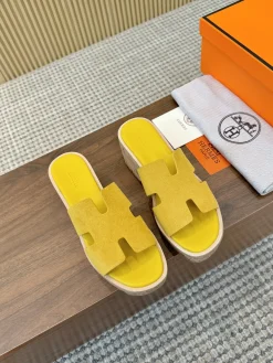 Alternative view of HERMES Slides & Slippers Suede Cork (Yellow) EU5-40 B00202607050813