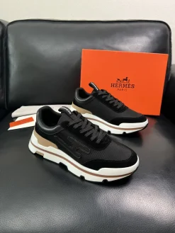 HERMES Sneakers & Trainers Calf Leather-Mesh (Black-White-Brown) EU38-45 C80202607050330
