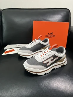 Alternative view of HERMES Sneakers & Trainers Mesh Suede (Gray-White-Brown-Orange) EU38-45 C80202607050329