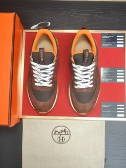 Alternative view of HERMES Sneakers & Trainers Suede Mesh (Brown-Orange-White) EU38-44 B90202607051463
