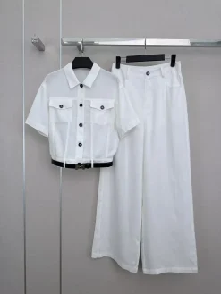 HERMES Suits Cotton (White-Black) S-M-L B95202607051717