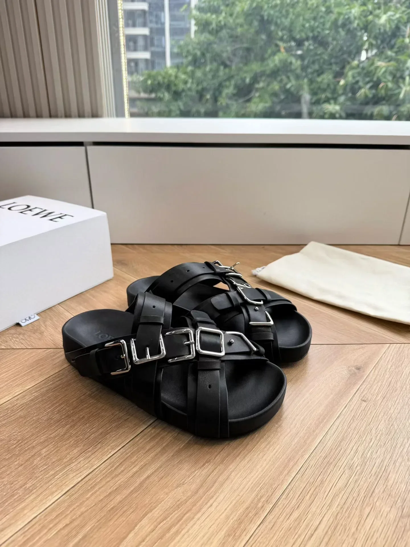 LOEWE Sandals & Mules Calfskin (Black) EU35-40 B40202607050392 - Image 6