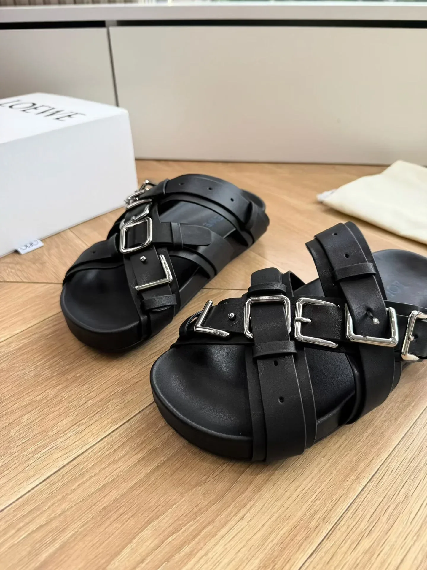 LOEWE Sandals & Mules Calfskin (Black) EU35-40 B40202607050392 - Image 8