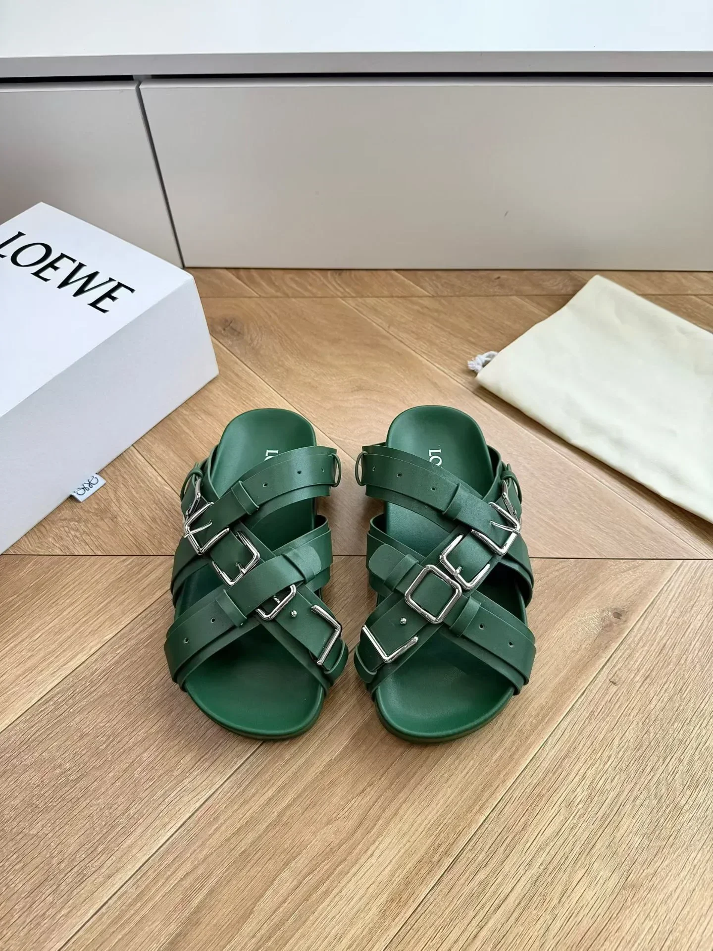 LOEWE Sandals & Mules Calfskin (Green) EU35-40 B40202607050393