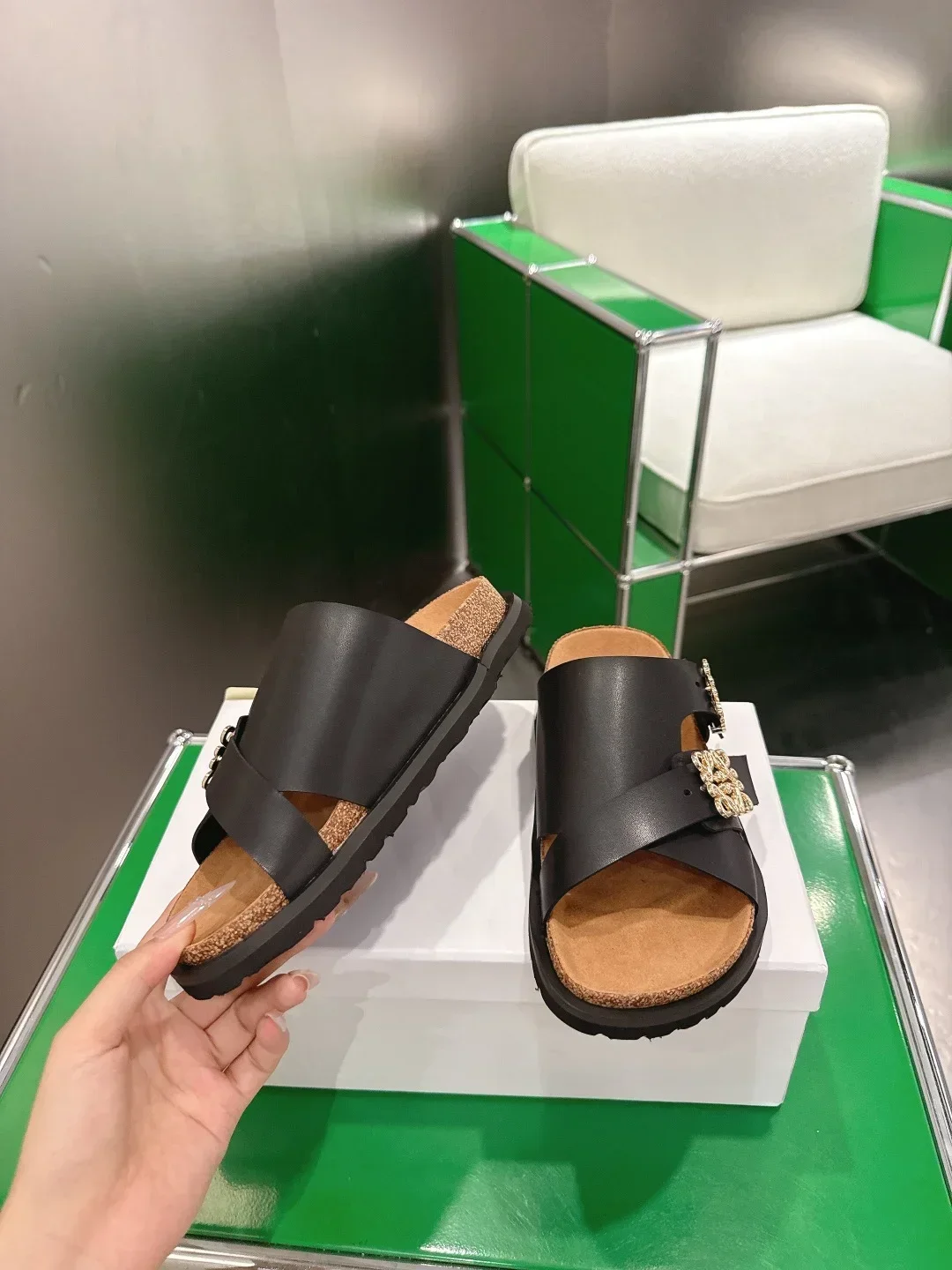 LOEWE Sandals & Mules Calfskin Leather (Black) EU35-44 D4202607050396 - Image 3