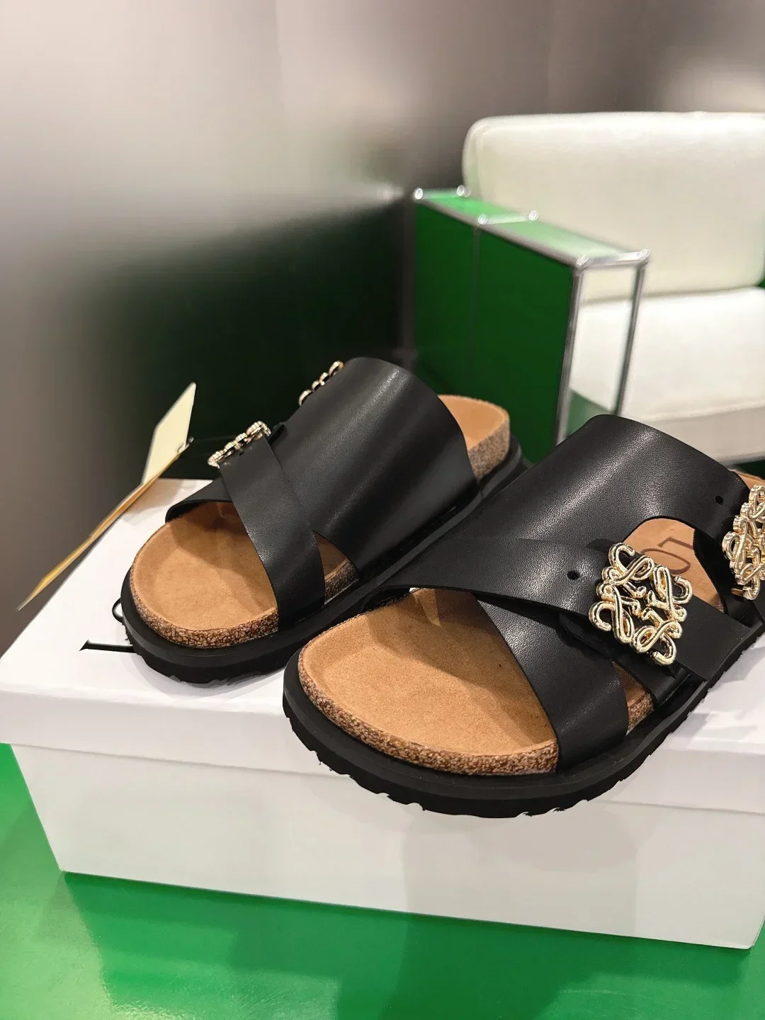 LOEWE Sandals & Mules Calfskin Leather (Black) EU35-44 D4202607050396 - Image 7
