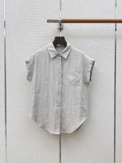 LOEWE Shirts & Polos Linen (Gray) S-M-L B75202607051446