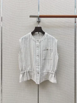 LORO PIANA Shirts & Polos Striped Linen (Grey-White) S-L B75202607051450