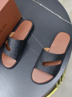 Alternative view of LORO PIANA Slides & Slippers Alligator Leather (Black-Brown) EU38-44 A20202607050645