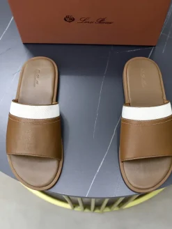 LORO PIANA Slides & Slippers Smooth Leather (Brown-White) EU38-44 A20202607050649
