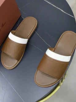 Alternative view of LORO PIANA Slides & Slippers Smooth Leather (Brown-White) EU38-44 A20202607050649