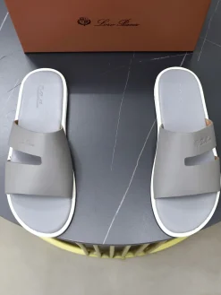 LORO PIANA Slides & Slippers Smooth Leather (Gray-White) EU38-44 A20202607050650