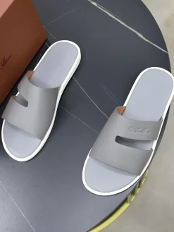 Alternative view of LORO PIANA Slides & Slippers Smooth Leather (Gray-White) EU38-44 A20202607050650