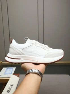 LORO PIANA Sneakers & Trainers Calfskin Suede (White-Brown) EU38-44 B20202607050403