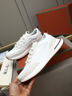 Alternative view of LORO PIANA Sneakers & Trainers Calfskin Suede (White-Brown) EU38-44 B20202607050403