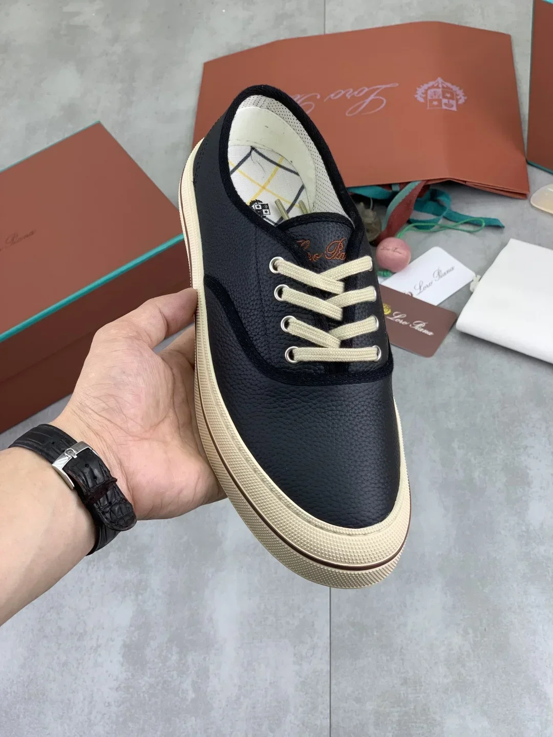 LORO PIANA Sneakers & Trainers Grained Leather (Black-Beige) EU38-46 B40202607051037