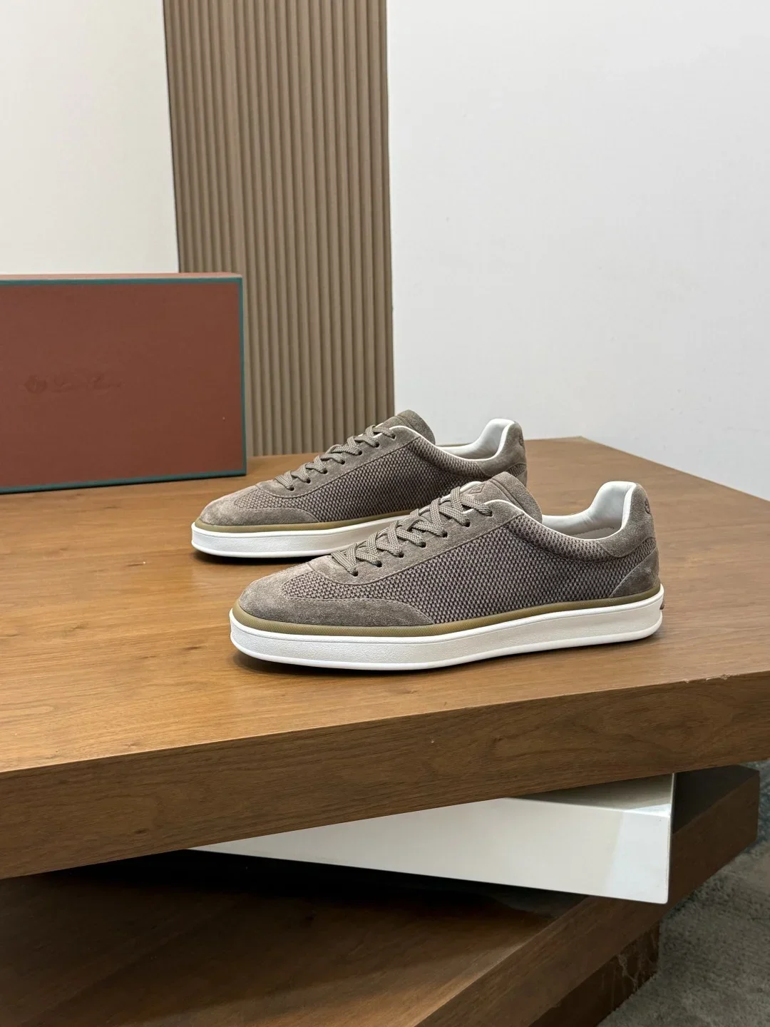 LORO PIANA Sneakers & Trainers Suede Mesh (Brown-White) EU39-44 C60202607050406 - Image 3