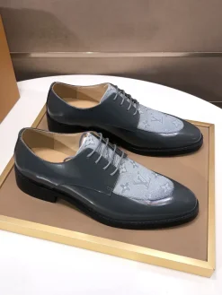 Alternative view of LV Formal Shoes Patent Leather-Canvas (Gray-Black) EU38-44 B40202607051067