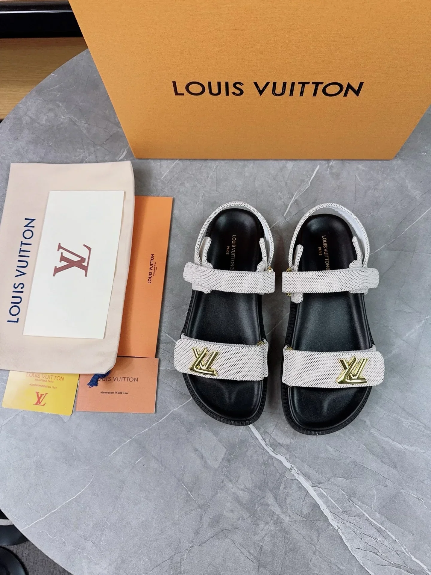 LV Sandals & Mules Canvas-Rubber (White-Black-Gold) EU35-45 B10202607050456