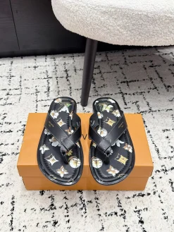 LV Slides & Slippers Canvas Leather (Black-White-Brown-Yellow) EU38-46 A90202607050777