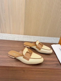 Alternative view of LV Slides & Slippers Raffia-Leather (Black-Beige-White-Red-Lime Green-Orange-Pink) EU35-43 A90202607050791